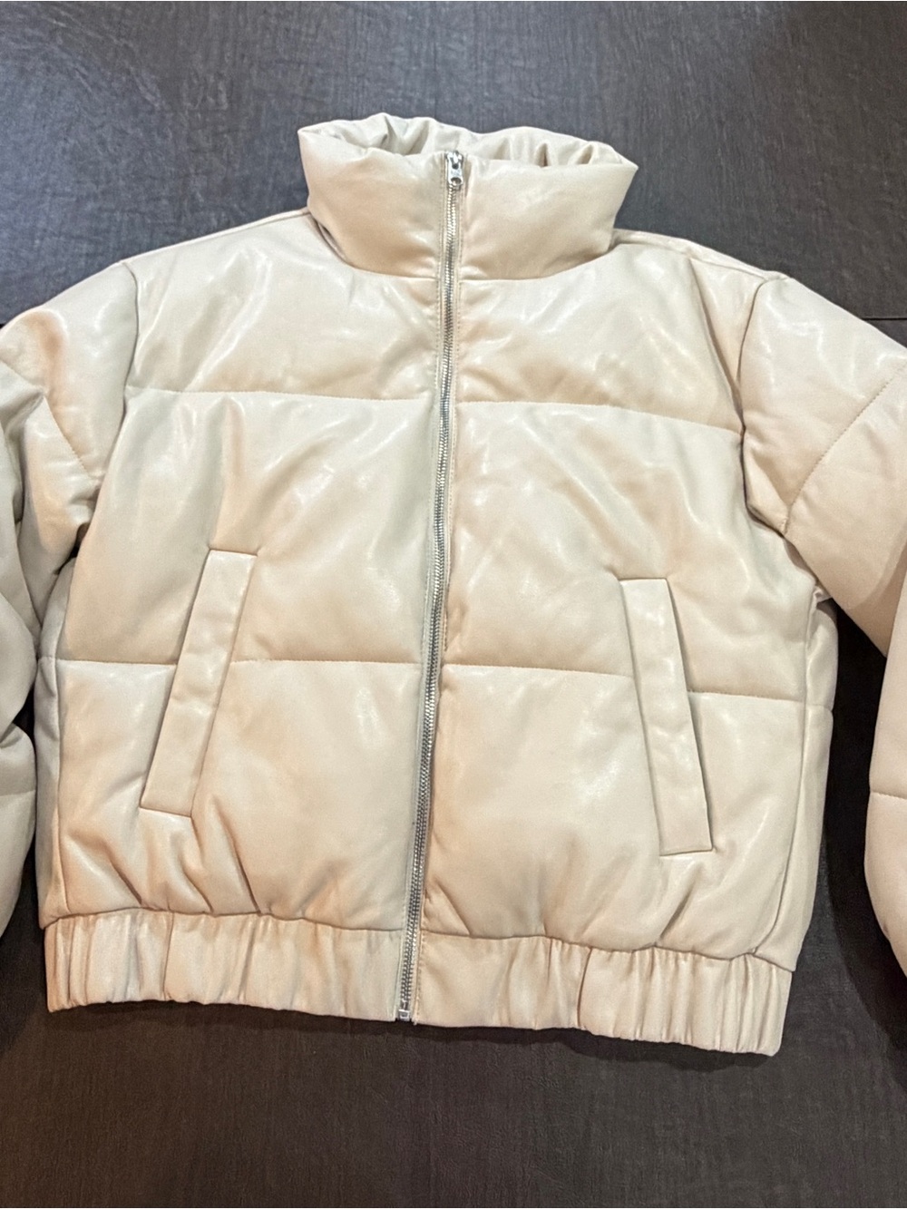 Abercrombie & Fitch Cream Puffer Jacket with High Collar Ultra Collection Sz S